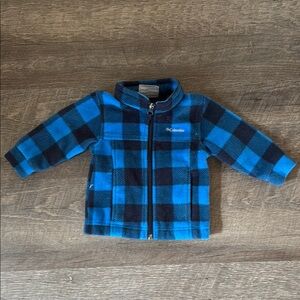 Columbia Blue and Black Checkered Fleece Jacket